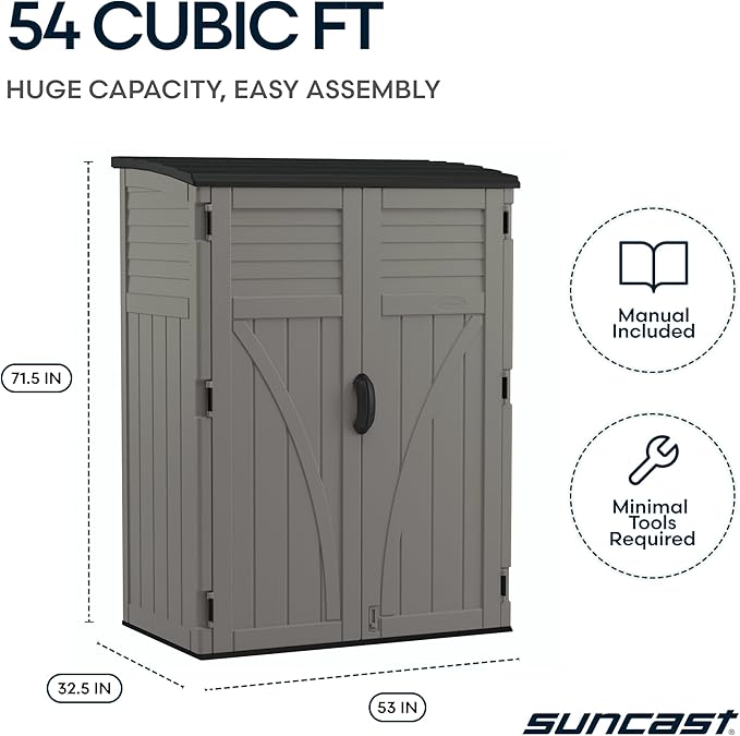 Suncast Outdoor Storage Cabinet Waterproof Resin Vertical Outdoor Storage Shed - Image 9