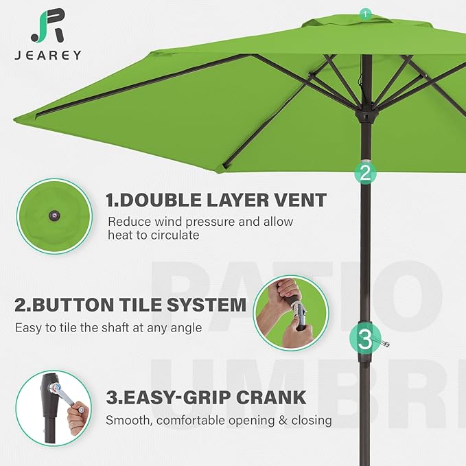 JEAREY 7.5FT Patio Umbrella Market Table Umbrella - Image 3
