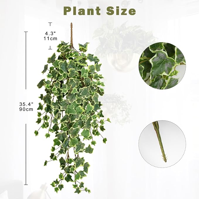 Hollyone Artificial Hanging Plants 35.4" Fake Ivy Vine Faux Ivy Leaves Fire and - Image 2