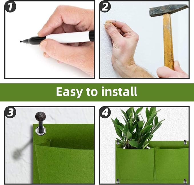Hanging Planting Grow Bags, 9 Pockets Hanging Vertical Wall Planter Wall - Image 9