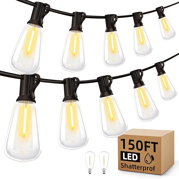 Outdoor String Led Patio Lights - 150Ft 45M Outside Waterproof Light ST38 by MGVIH