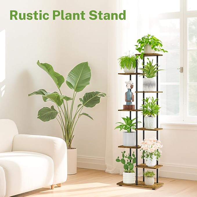 iDavosic.ly 7 Tier Tall Plant Stand Indoor, Tiered Corner Metal Wood Multiple - Image 7