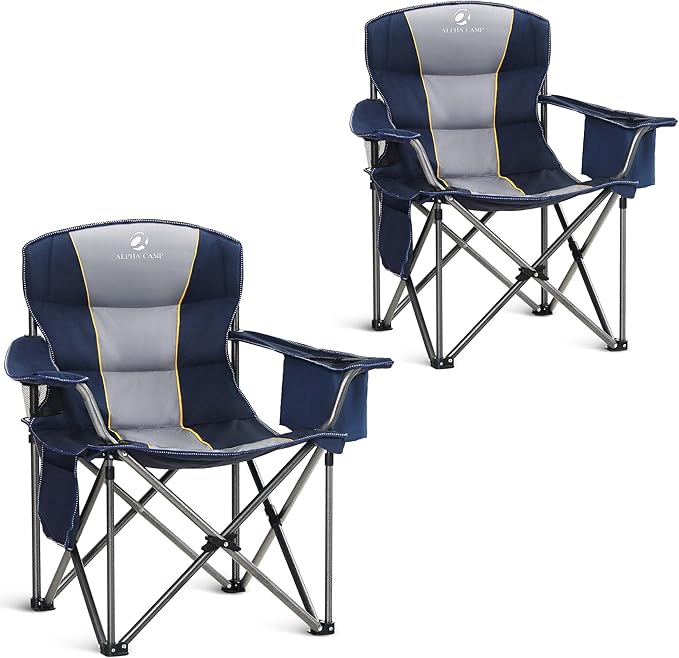ALPHA CAMP Heavy Duty Camping Chair 500LBS Capacity, Oversized Folding Chair by ALPHACAMP