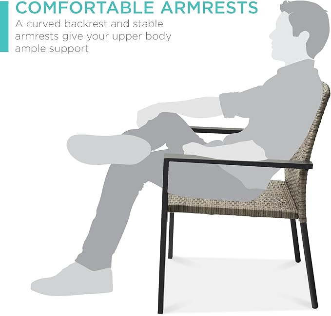 Best Choice Products Set of 2 Stackable Outdoor Wicker Dining Chairs - Image 5