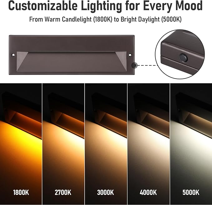 LEONLITE 10.6 Inch 5CCT LED Low Voltage Step Lights, 12–24V AC/DC 6W Surface - Image 5