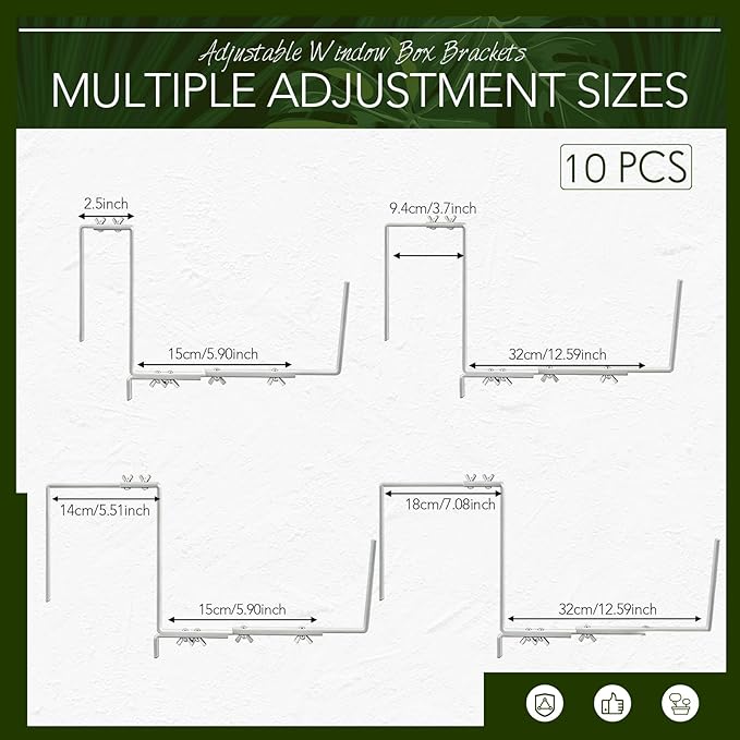 Layhit 10 Pcs Adjustable Planter Box Brackets Universal Heavy Duty Flower Box - Image 2