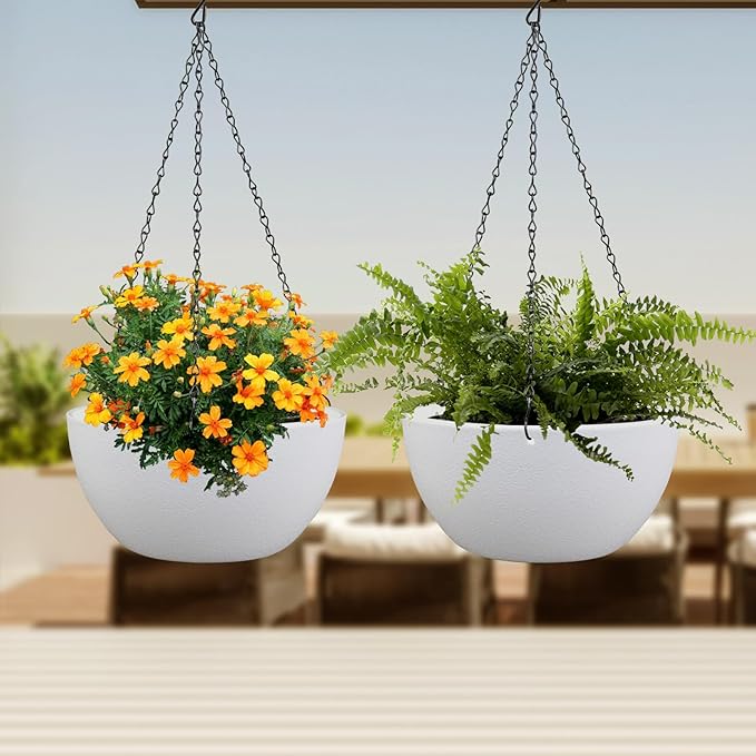 10 inch Hanging Planters for Indoor Outdoor Plants, 2 Pack Hanging Flower Pots - Image 6