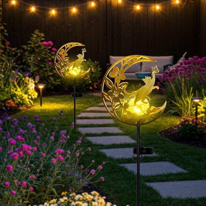 JOBOSI Solar Moon Cat Decorative Gift, Solar Moon Cat Ground Stake Light - Image 6
