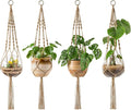 Mkono 4 Pack Macrame Plant Hangers Indoor Hanging Planter Basket Decorative by Mkono