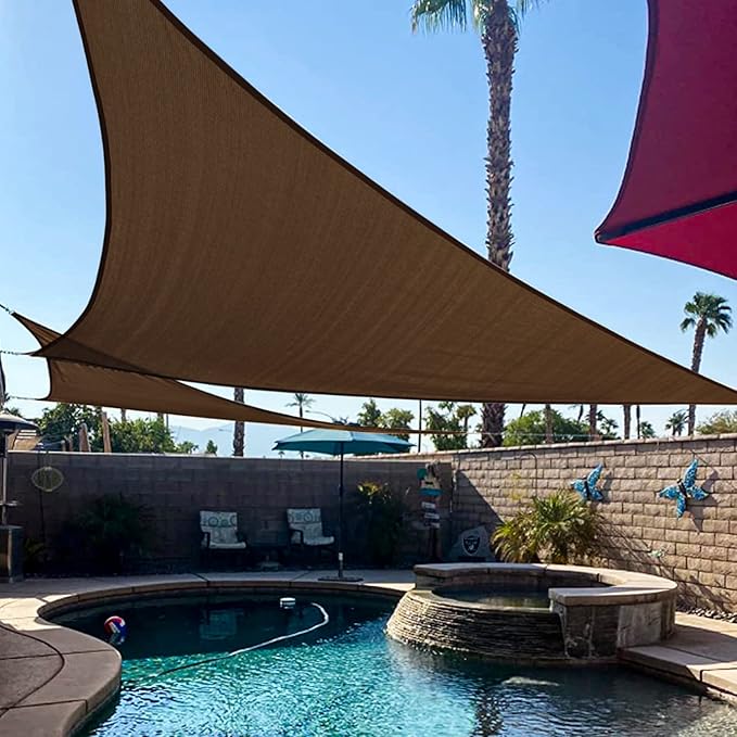 KANAGAWA Sun Shade Sail 10'x10'x14' Brown Triangle UV Block Canopy Awning by KANAGAWA