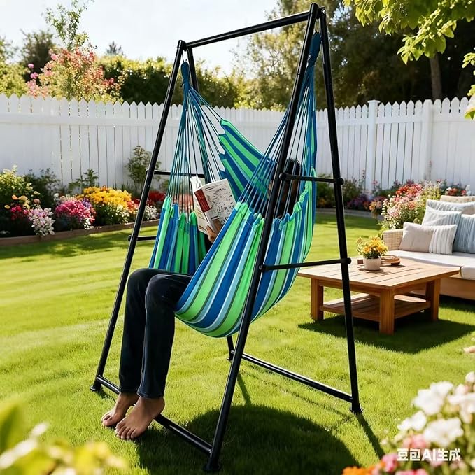 Hammock Chair Stand with X-Large Swing Chair with Footrest，Anti-Tip Thickened - Image 6