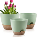 Plant Pots 12/10/9 Inch Self Watering Pots, Plastic Flower Pots, Nursery by QRRICA