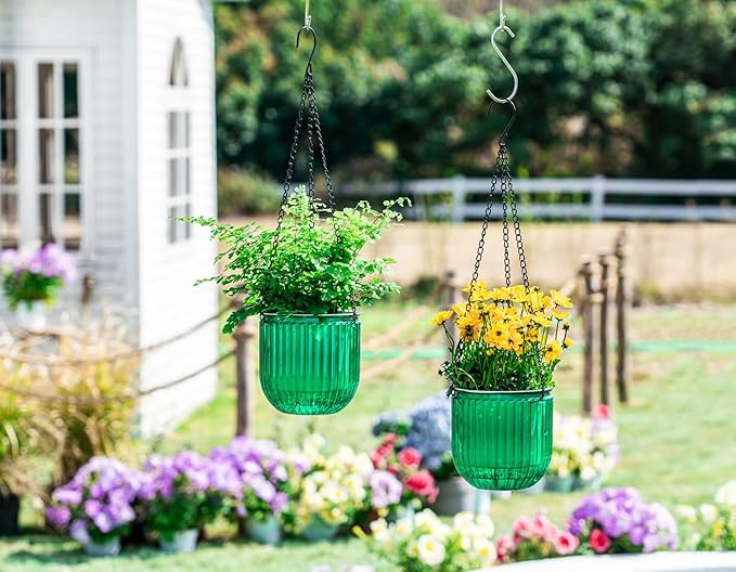 Melphoe 2 Pack Self Watering Hanging Planters Indoor Flower Pots, 5.3 Inch - Image 4