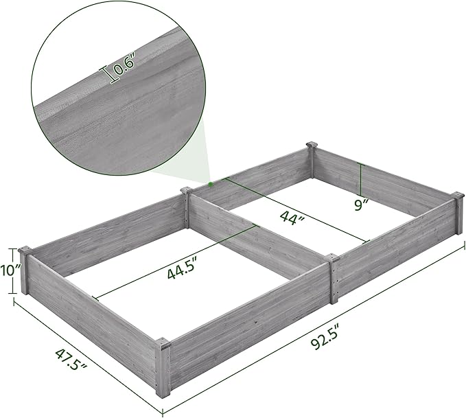 Yaheetech 8×4ft Wooden Horticulture Raised Garden Bed Divisible Elevated - Image 3