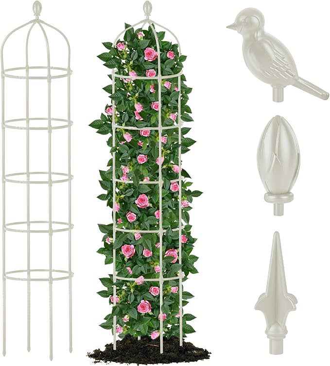 Garden Obelisk Trellis for Climbing Plants Outdoor 6.7 Ft Rose Bush Round by Miuwauer