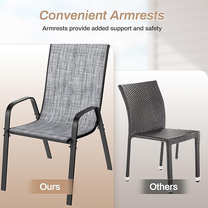 TLSUNNY Patio Chairs, Stackable Textilene Outdoor Dining Furniture - Image 8