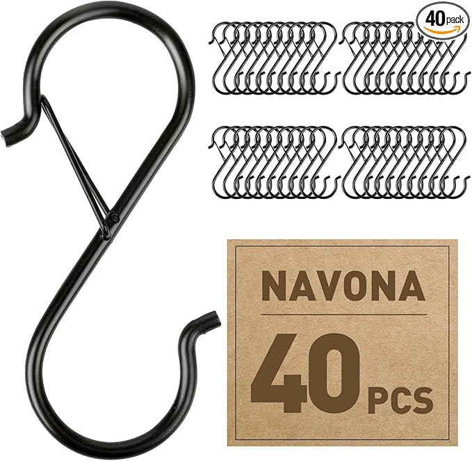Navona 40 Pcs S Hooks for Hanging Heavy Duty, 3.5-inch Heavy Duty Metal S Hook by Welcometobuy%EF%BC%81
