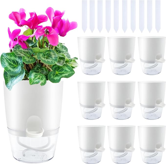 Haawooky 10 Pack Clear Self Watering Planters, 4.1Inch Wicking Flower Pots by Haawooky