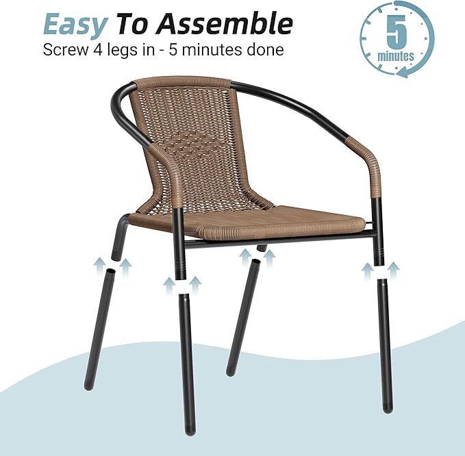 Amopatio Outdoor Dining Chairs Set of 6, Rattan Wicker Patio Chairs, Stackable - Image 7