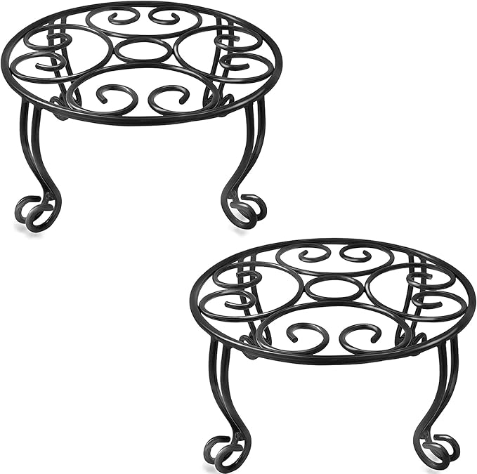 Metal Outdoor Plant Stand 11.8IN Diameter Heavy Duty Plant Pot Stands by Uuuda