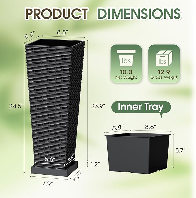 Set of 2 24 Inch Tall Plastic Planters - Image 7