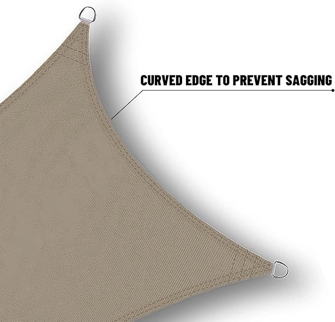 SUNNY GUARD Waterproof Sun Shade Sail 9' x 14' Taupe Rectangle UV Block Sunshade - Image 4