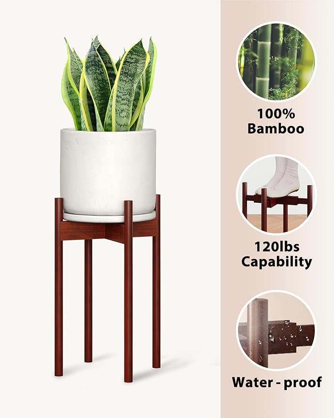 Adjustable Plant Stand Indoor, Bamboo Plant Stand Fits 8 9 10 11 12 Inches - Image 2