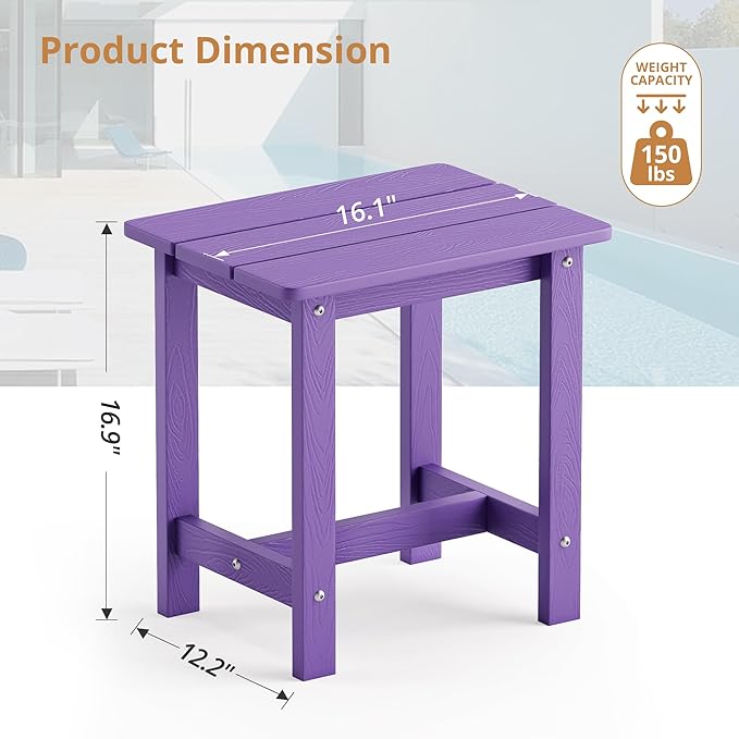 LUE BONA Outdoor Side Table, HDPS Small Outdoor Adirondack Side Tables - Image 3