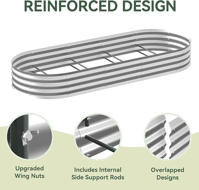 Raised Garden Bed with Sprinkler Timer and Self-Watering System, Oval Raised - Image 7
