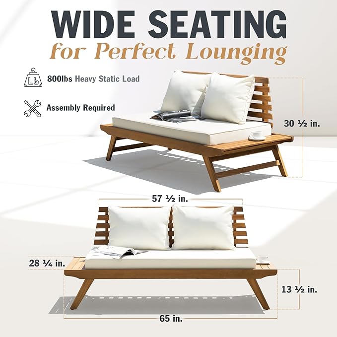 IDZO Lucille 800lbs Capacity Acacia Patio Loveseat, FSC Certified 2 Seater - Image 2