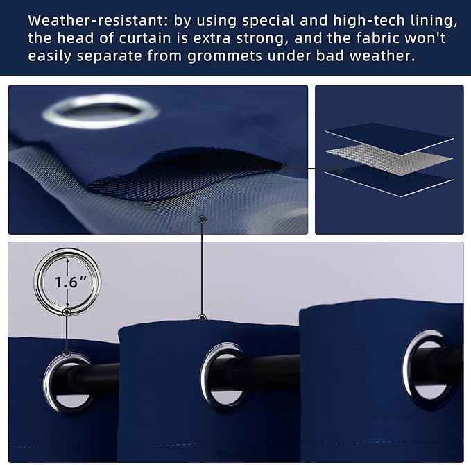Waterproof Outdoor Curtain W52 x L84 - Image 3