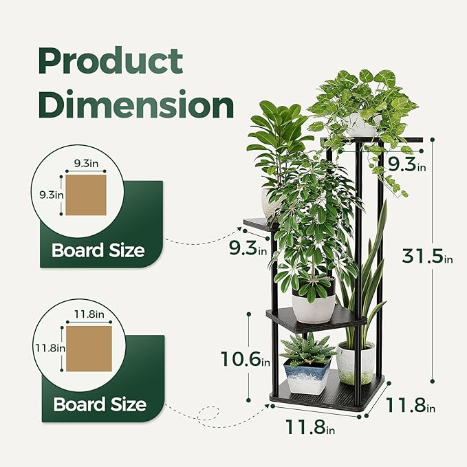 Bamworld Small Plant Stand Indoor 4 Tier Metal Plant Shelf - Image 5