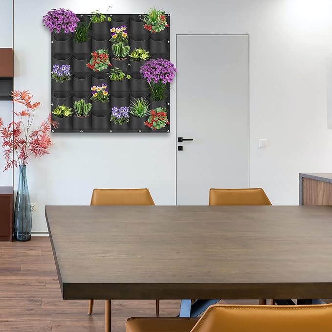 36 Pockets Hanging Planter Bags, Hanging Vertical Wall Mounted Plant Planting - Image 9