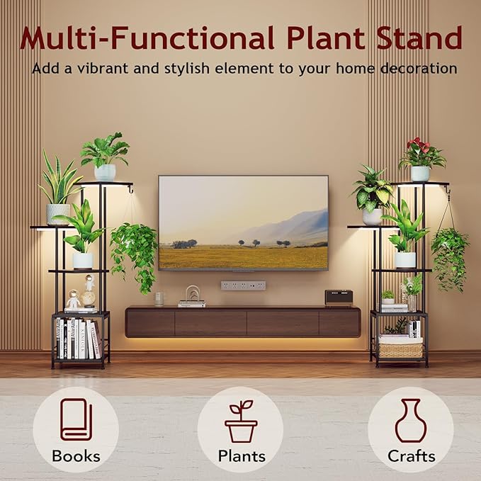 Plant Stand Indoor with Grow Light, 5-Tiered Tall Plant Stand Indoor, Metal - Image 7