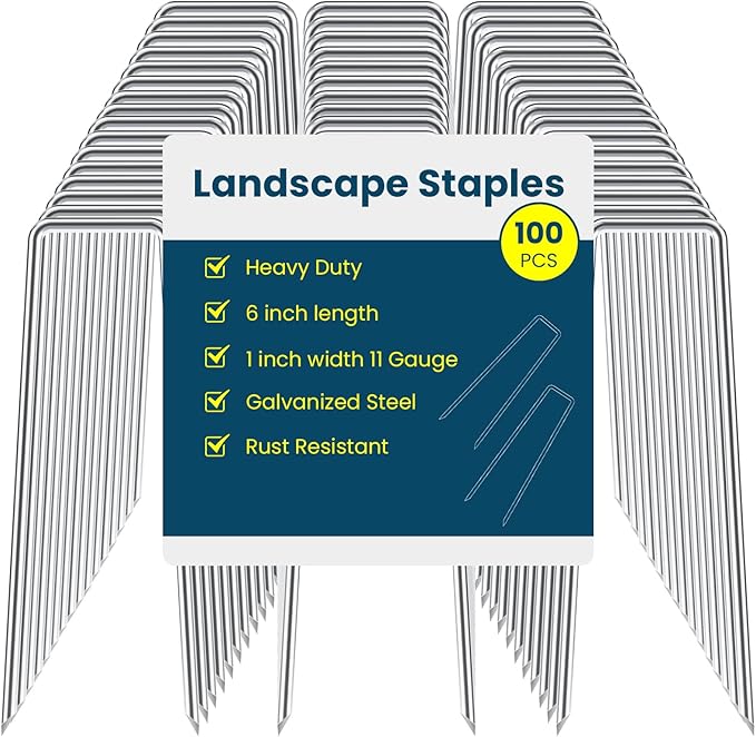 6 Inches Galvanized Garden Staples, Metal Tent StakeHeavy Duty U-Shaped Pins by Sweecomb