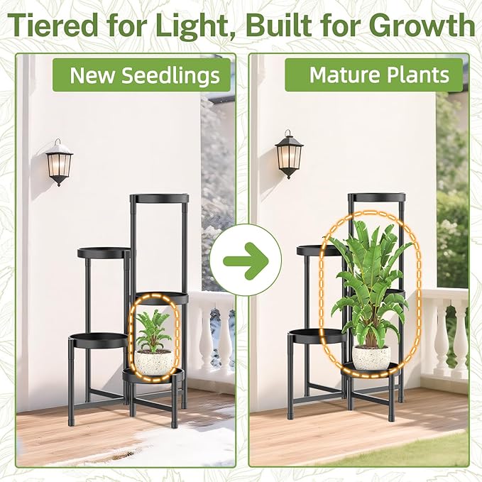iDavosic.ly Plant Stand Indoor Outdoor, 5 Tier Corner Metal Flower Display - Image 7
