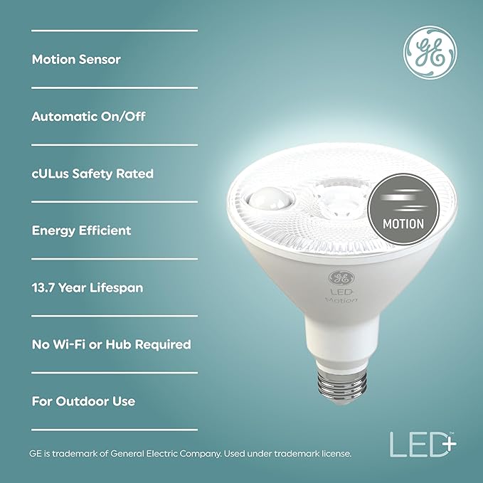 GE LED+ Motion Sensor LED Light Bulbs, PAR38 Outdoor Security Floodlights - Image 2
