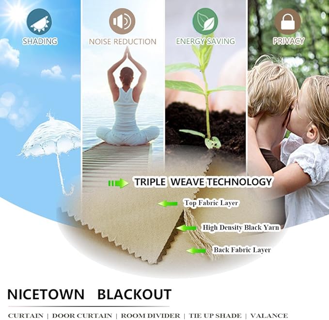 NICETOWN Outdoor Curtain for Patio Waterproof & Windproof 95" L, Thermal - Image 3