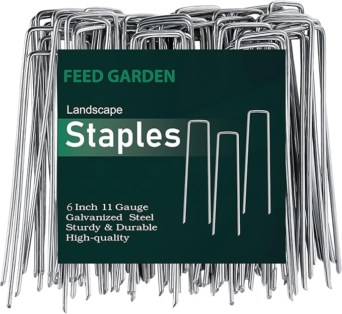 FEED GARDEN 6 Inch 1000 Pack Galvanized Landscape Staples 11 Gauge Anti-Rust by FEEDGARDEN