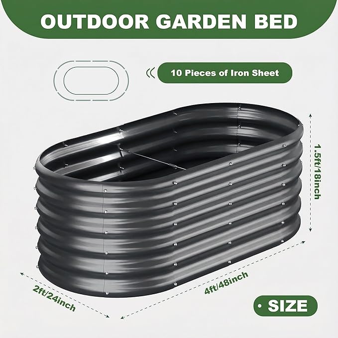 AHEONLAR 3 Pack 4×2×1.5ft Galvanized Raised Garden Beds Outdoor, Sturdy Planter - Image 3