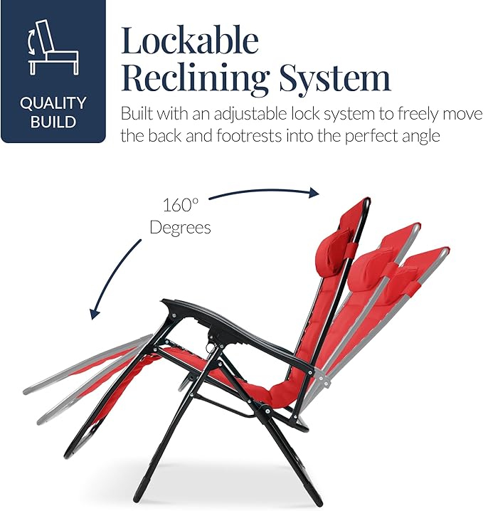 Best Choice Products Oversized Padded Zero Gravity Chair, Folding Outdoor Patio - Image 7
