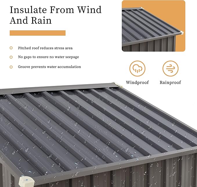 Vongrasig Outdoor Storage Shed, 6 x 4 FT Outside Metal Garden Shed - Image 5