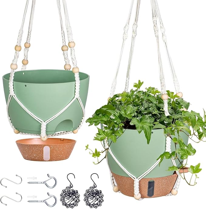 10 Inch Hanging Planters for Indoor Plants, 2 Pack Self Watering Hanging by Fielda