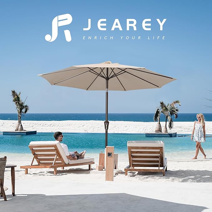 JEAREY 9FT Outdoor Patio Umbrella Market Umbrella - Image 6