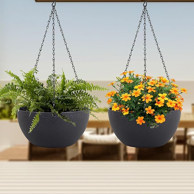 12 inch Large Hanging Planters for Indoor Outdoor Plants, 2 Pack Hanging Flower - Image 6