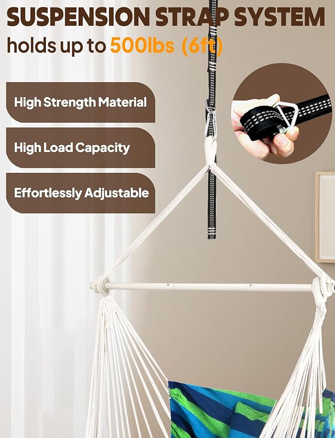 Chihee Hammock Chair Hanging Swing Max 500 Lbs 2 Cushions Included Metal - Image 3