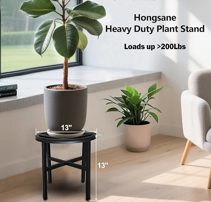 Plant Stand Indoor Outdoor, 13 Inch Tall Metal Plant Stands Riser, Heavy Duty - Image 2