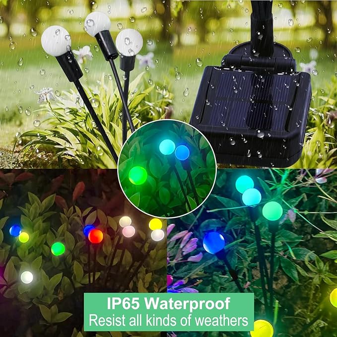 Solar Garden Lights Outdoor, 2 Pack 20 LED Solar Firefly Lights Waterproof - Image 7