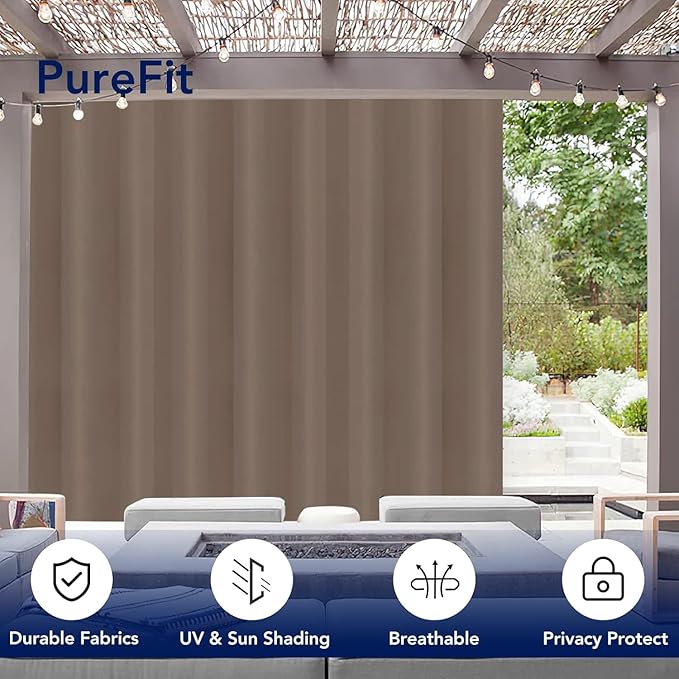 PureFit Outdoor Curtains for Patio Waterproof Weatherproof, UV Resistant - Image 3