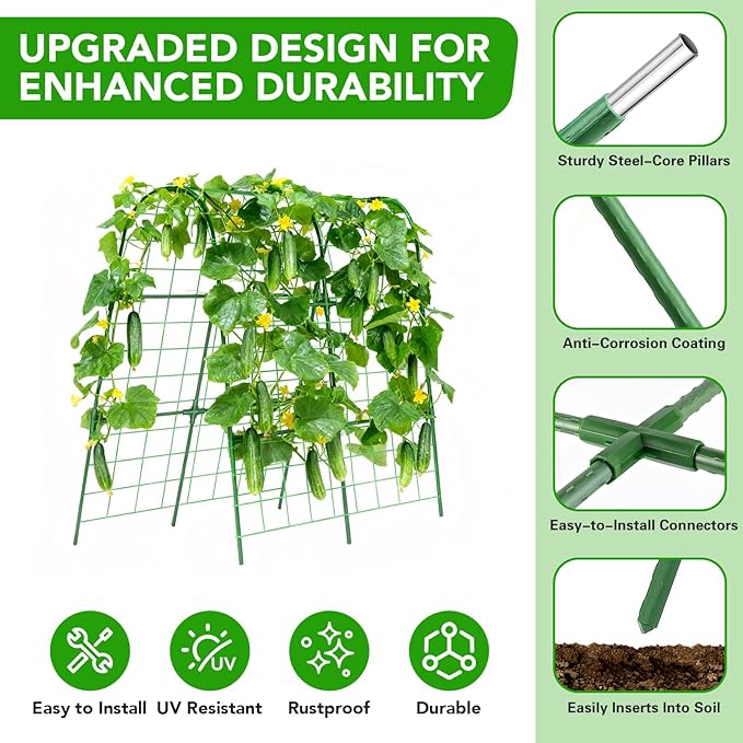 Cucumber Trellis for Raised Bed, U-Shape Garden Trellis for Climbing Plants - Image 2